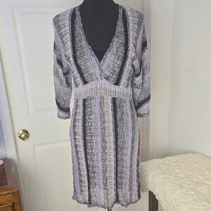 INC International Concepts Black and Lavender Knit Dress